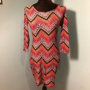 Extra Soft Hot Kiss Aztec Stretchy Midsleeve Dress